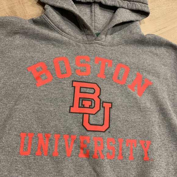 IvySport Boston University Terriers Hoodie Gray Sweatshirt Men's Medium M BU - Picture 2 of 7